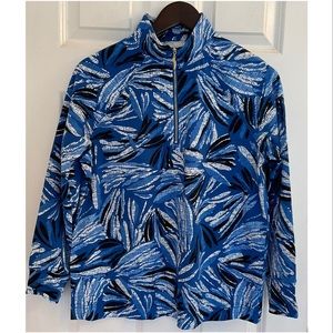 Pappagallo Half Zip Funnel Neck Top - NWT - Size Medium - Marine Blue
